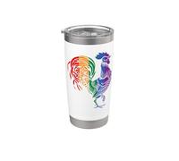 Coq arc-en-ciel Gay Pride Coq coloré coq Gobelet isotherme en acier inoxydable double paroi