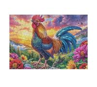 Coq aux Plumes colorées 300 Pieces Casse-tête Adolescent en Carton Rigide Flore, Prairie au crépuscule Difficulté Moyenne Activité Éducative Cadeau Fête des Mères Haute Qualité Premium 300 PCS