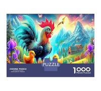 Coq coloré 1000 Pièces Puzzle Bundle - Carton Extra-épais Puzzle Ultra Difficile pour Couples & Cadeau D’Anniversaire De Mariage 52x38cm/1000pcs
