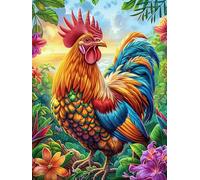 Coq coloré dans une lueur magique 500 Pièces Puzzle Amateur D'Art En Carton Épais Haute Densité Faune sauvage et animaux de compagnie Difficile Niveau Expert Décoration Murale Idée Cadeau Anniversaire