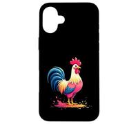 Coq coloré Debout en Style Bande dessinée Coque pour iPhone 16 Plus
