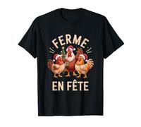 Coq de noël cocorico Festif et Bonnet Rouge de père noël T-Shirt
