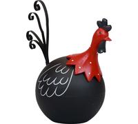 Coq Décoration de Pâques en métal Poulet Noir Rouge Blanc 13,5cm - Printemps Poulet de Pâques