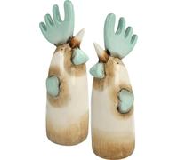 Coq en céramique, set de 2 décorations de cuisine en bleu clair et marron, décoration de Pâques rurale Poulet, décoration de printemps H23cm