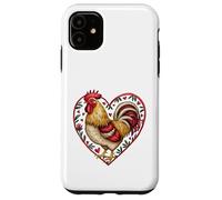 Coq encadré en Forme de cœur avec Inscription Love Bird Farmer Humour Coque pour iPhone 11