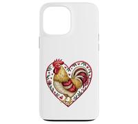 Coq encadré en Forme de cœur avec Inscription Love Bird Farmer Humour Coque pour iPhone 13 Pro Max
