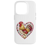 Coq encadré en Forme de cœur avec Inscription Love Bird Farmer Humour Coque pour iPhone 14 Pro