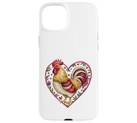 Coq encadré en Forme de cœur avec Inscription Love Bird Farmer Humour Coque pour iPhone 15 Plus