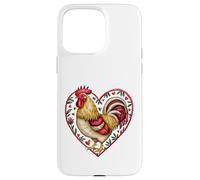 Coq encadré en Forme de cœur avec Inscription Love Bird Farmer Humour Coque pour iPhone 15 Pro Max