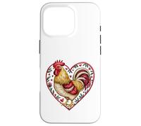 Coq encadré en Forme de cœur avec Inscription Love Bird Farmer Humour Coque pour iPhone 16 Pro