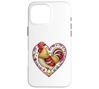 Coq encadré en Forme de cœur avec Inscription Love Bird Farmer Humour Coque pour iPhone 16 Pro Max