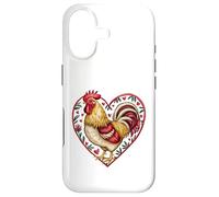 Coq encadré en Forme de cœur avec Inscription Love Bird Farmer Humour Coque pour iPhone 17