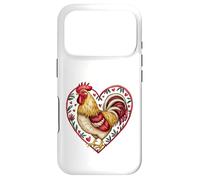 Coq encadré en Forme de cœur avec Inscription Love Bird Farmer Humour Coque pour iPhone 17 Pro