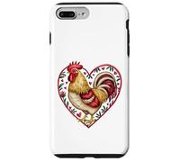 Coq encadré en Forme de cœur avec Inscription Love Bird Farmer Humour Coque pour iPhone 7 Plus/8 Plus