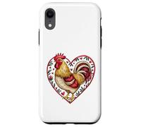 Coq encadré en Forme de cœur avec Inscription Love Bird Farmer Humour Coque pour iPhone XR