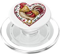 Coq encadré en Forme de cœur avec Inscription Love Bird Farmer Humour PopSockets PopGrip pour MagSafe