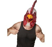 Coq Masque en latex Poulet rouge-blanc-jaune