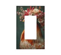 Coq portant un capot avec interrupteur de fleurs, plaque murale à bascule, 1 gang décorateur pour la maison, la cuisine, la salle de bain