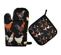 Coq Poule Poulet Famille Four Porte-Casserole Coffret Cadeau résistant à la Chaleur de Cuisine Cuisine manique Griller Barbecue Cuisson