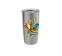 Coq Poulet Fighting Angry Tattoo Flash Gobelet isotherme en acier inoxydable double paroi