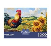 Coq Puzzle 1000 Pièces Famille Tournesol Puzzles Décoration Intérieure en Carton 100% Recyclé Cadeaux pour Femmes, Cadeaux pour Hommes 38x26cm/1000pcs