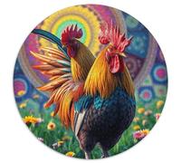 Coq Puzzle Rond De 1000 Pièces pour Adultes animauxs Das Tier Wild animauxs Beast Filles Inspirations Voyage Célébrités Réduction du Stress Activité Familiale 1000pcs (67.5x67.5cm)
