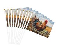 Coq sur bois dans les terres agricoles, drapeaux légers et pratiques pour fêtes, défilés, événements, festivals, décoration
