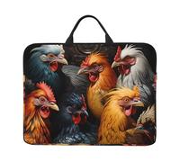Coqs habillés dans de nombreuses couleurs Imprimés Housse pour ordinateur portable 14" imperméable et résistante aux chocs Convient pour le travail de bureau, les voyages d'affaires et les voyages