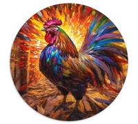 Coqs Puzzle 1000 Pièces Art Abstrait Ronde Puzzle Jeu D'Intelligence Décor À La Maison pour Jeu D'activités Familiales 1000pcs (67.5x67.5cm)