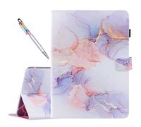 Coque 10 Pouces Tablette Universal Flip Housse Pochette avec stylet Etui de Protection pour Samsung/ASUS/Lenovo etc, Marbre Jaune