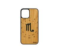 Coque 12 pro/iPhone 12 en bois silicone Signe scorpion tropical Bleu etoiles univers 4G du zodiaque antichoc dessin case 64 Go