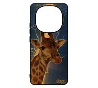 Coque 14 Pro+ Plus 5g /Redmi Note 14 Pro Bois Silicone Girafe Dessin Animaux Orage Eclair Foudre Portable Fr¿Ne Design Bleu Pour Xiaomi
