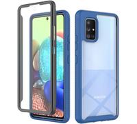 Coque 2-En-1 360° Pour Samsung Galaxy A71 5g - Étui Antichoc Pc+Tpu Avec Protection D'écran Intégrée, Silicone Transparent Bleu