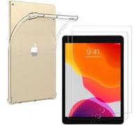 Housse Tablette Phonillico Coque + 2 verres trempé pour iPad 9 / iPad 8 / iPad 7 - 10,2 pouces - Antichoc Protection Transparent