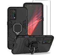 Coque + 2 Verres Trempés Pour Realme Gt Master Edition - Double Couche Tpu/Pc Antichoc Grade Militaire, Support Anneau Magnétique 360°, Noir