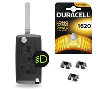 Coque 3 Boutons pour Plip Télécommande Clef Peugeot 207 307 407 308 607 Partner Expert Bipper ✚ 3 Switch ✚ 1 Pile CR1620 - Kit iRace Keys®