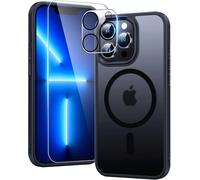 Coque 3-En-1 Pour Iphone 13 Pro Max Compatible Magsafe ¿ Verre Trempé + Protège-Lentille, Protection Antichoc Grade Militaire, Semi-Transparente, Finition Douce Anti-Traces