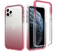 Coque 360° 2-En-1 Pour Iphone 11 Pro Max - Avant Tpu Silicone + Arrière Pc Transparent Rouge Avec 2 Verres Trempés