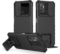 Coque 360° Anti¿Choc Pour Oppo A53 / A53s - Hybride Pc+Tpu, Cache Caméra Coulissant, Bumper Renforcé, Protection Intégrale Avec Double Support Inclinable - Noir