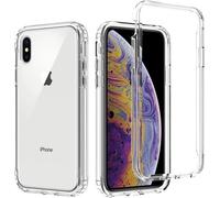 Coque 360° Iphone X Double Face Avant Et Arrière 2-En-1 Tpu Silicone + Pc Antichoc Transparente Avec 2 Verres Trempés