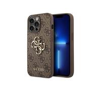 Guess Coque GUHCP14X4GMGGR Protection avec logo doré Compatible iPhone 14 Pro Max Marron
