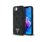 Coque Guess 4G Ring Triangle Logo MagSafe pour iPhone 16e (noir)