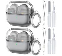 Coque 8 en 1 pour Samsung Galaxy Buds 3 Pro et Galaxy Buds 3, Comprend un 2 Coque et 2 Mousqueton et 2 Cordon et 2 Kit Nettoyage