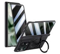 Coque à Anneau Rotatif pour Motorola Razr Fold 2026, Confidentialité Noir | Anneau Rotatif 360°, Verre Trempé Intégré, Cache de Charnière Intégré, Zone Magnétique Arrière, Bord de Caméra Surélevé