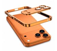 Coque à libération magnétique pour iPhone 18 Pro, pare-chocs en aluminium, bordeaux (orange)