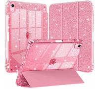 Coque à Paillettes pour iPad Air 11 Pouces M4/M3/M2 (2026/2025/2024), iPad Air 5/4 (2022/2020) avec Porte-Pencil, Étui Housse Scintillant Fine Arrière Transparente Antichoc, 8-Rose