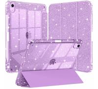 Coque à Paillettes pour iPad Air 11 Pouces M4/M3/M2 (2026/2025/2024), iPad Air 5/4 (2022/2020) avec Porte-Pencil, Étui Housse Scintillant Fine Arrière Transparente Antichoc, 8-Violet