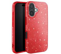Coque à Paillettes pour iPhone 16 Plus Antichoc Scintillant Rouge