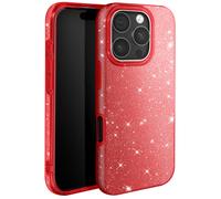 Coque à Paillettes pour iPhone 16 Pro Max Antichoc Scintillant Rouge