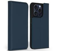 Accezz Étui de télephone Slim Folio en cuir de qualité supérieure pour Apple iPhone 15 Pro - Bleu foncé